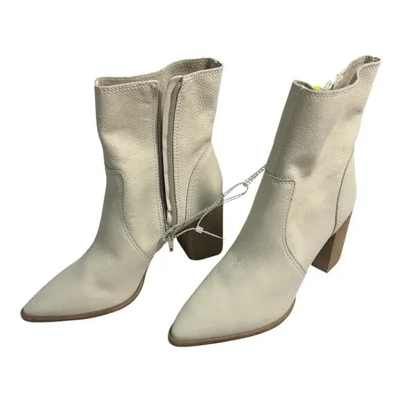 NWOB Gianni Bini Sz 9.5m Darnold Nubuck Block Heel Booties Pointed Toe Leather - Picture 2 of 9